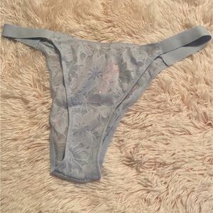 Lace Thong Panties in Light Blue
